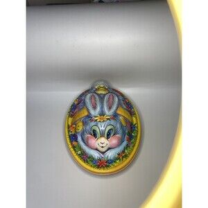 Easter Bunny & Chick Vintage Molded Storage Container Kitsch Display Decor